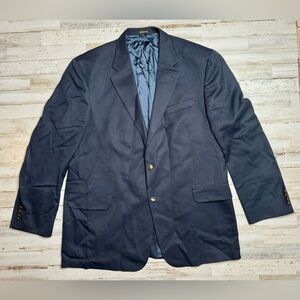 Stafford Executive Navy Blazer Jacket Metal Buttons 100% Wool 48L